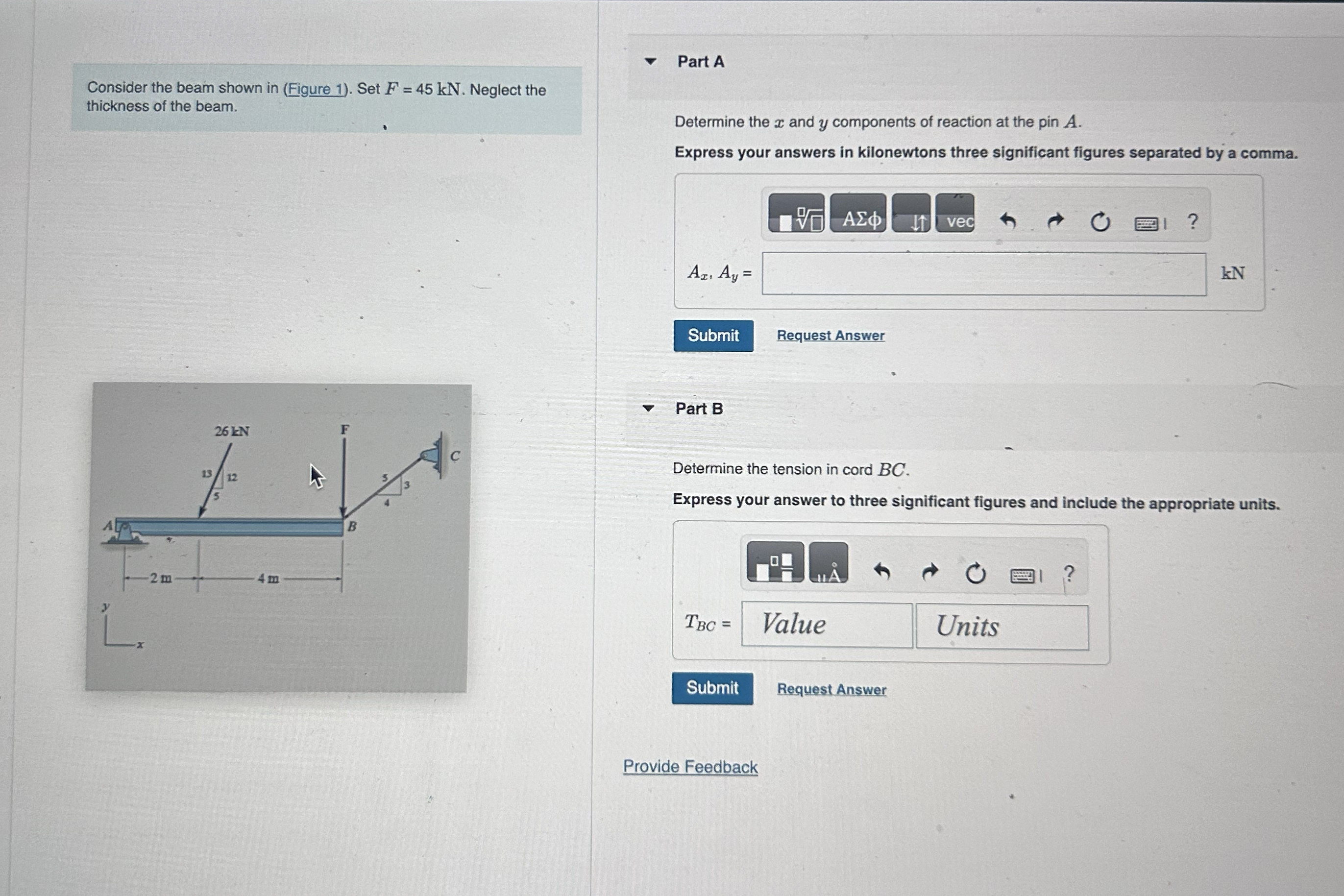 Consider the beam shown in ( Figure 1 ) . Set F =