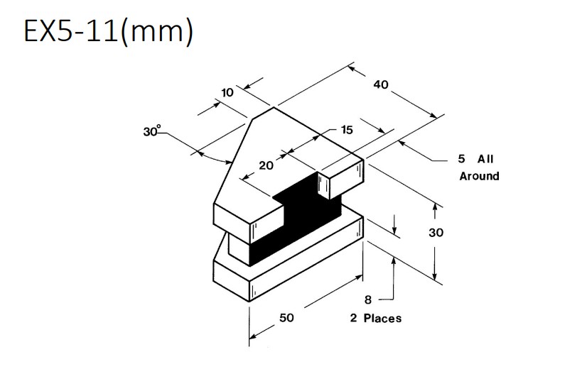 EX 5 - 1 1 ( mm ) draw in autocad with projectors