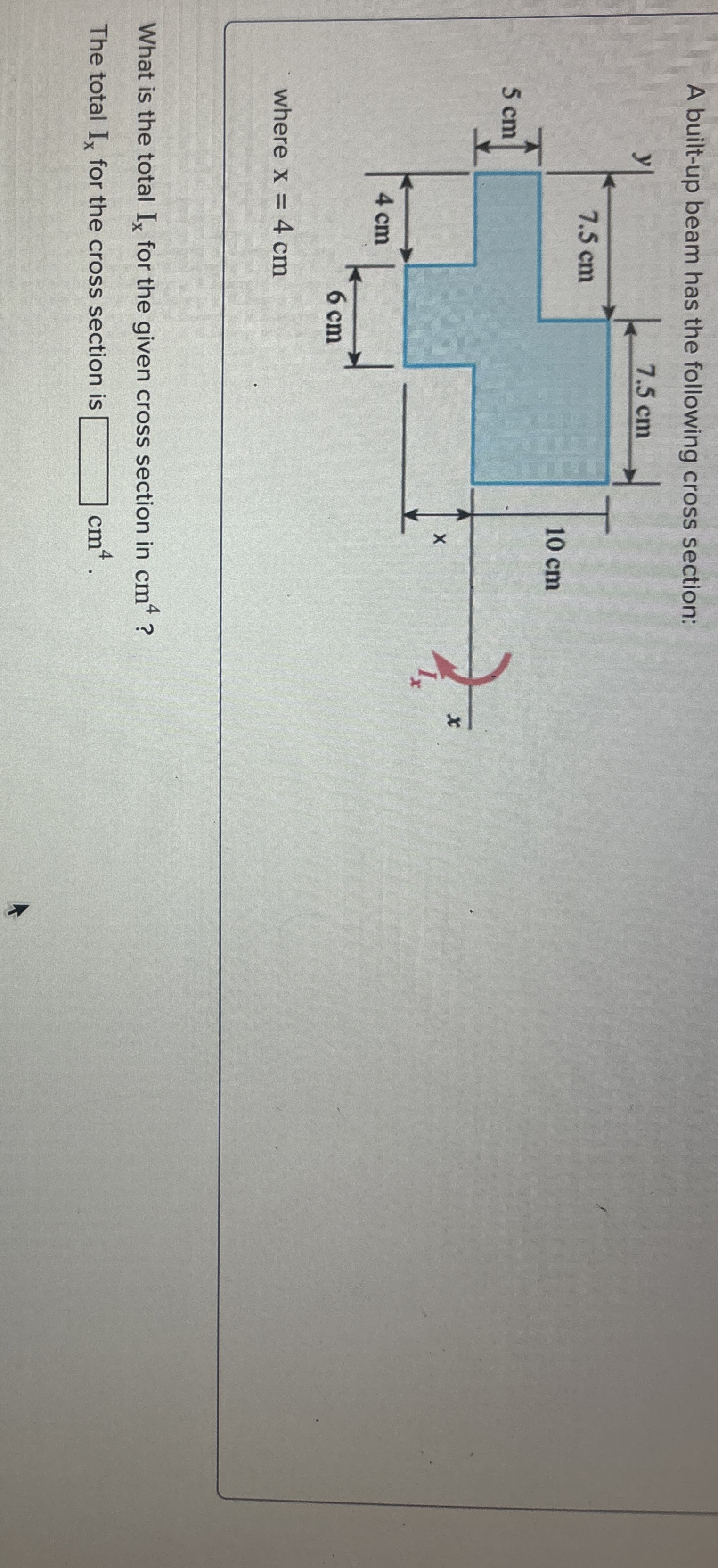 A built - up beam has the following cross