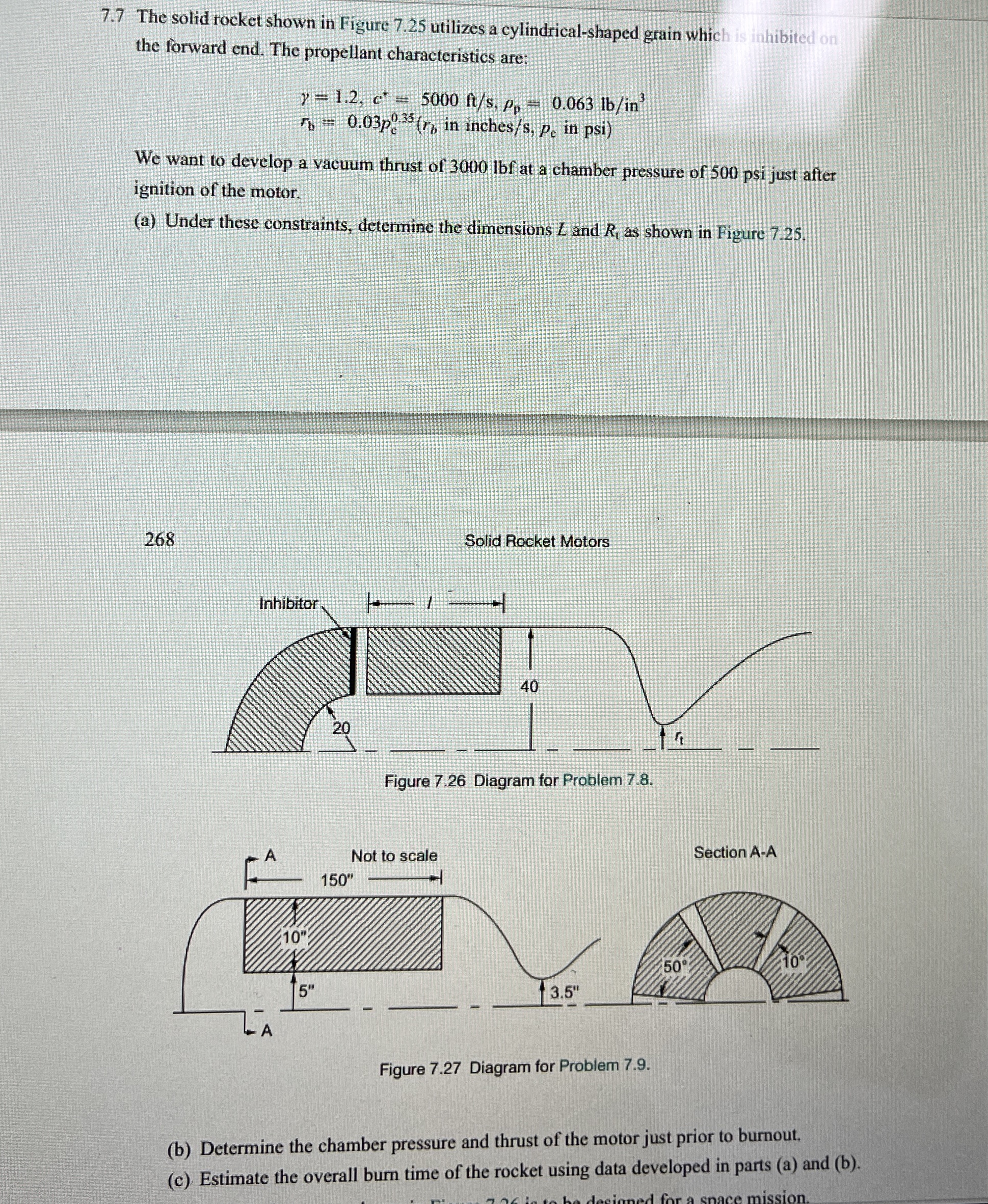 7 . 7 The solid rocket shown in Figure 7 . 2 5