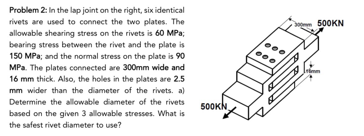 Problem 2 : In the lap joint on the right, six