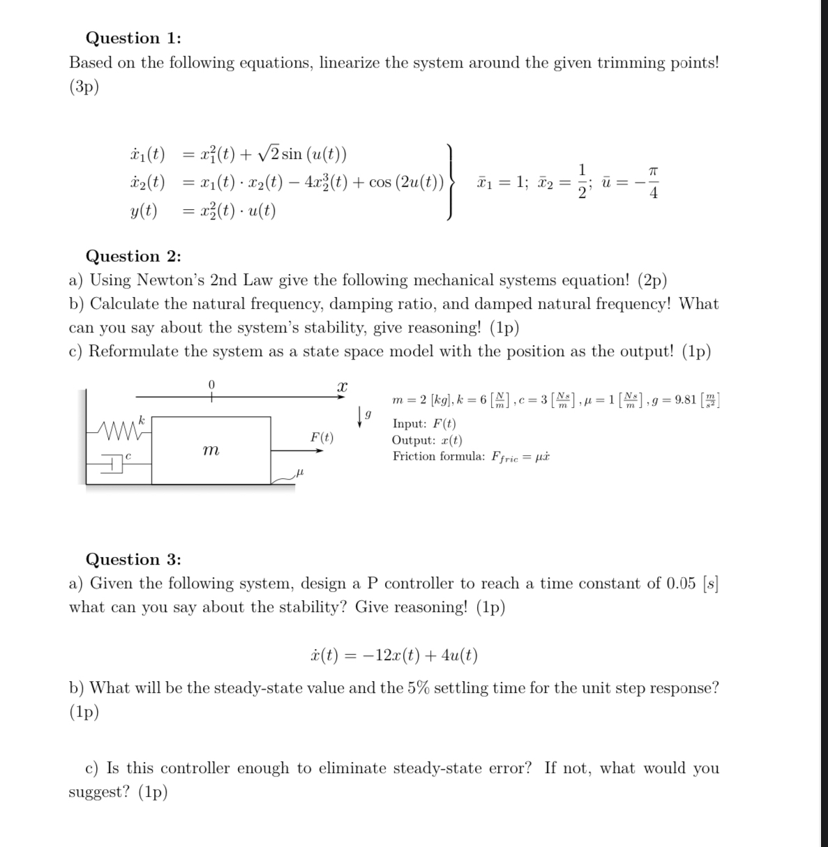 Question 1 : Based on the following equations,