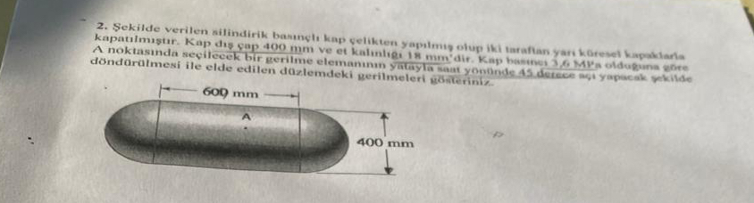 The cylindrical pressure vessel given in the