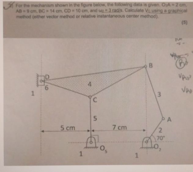 For the mechanism shown in the figure below, the