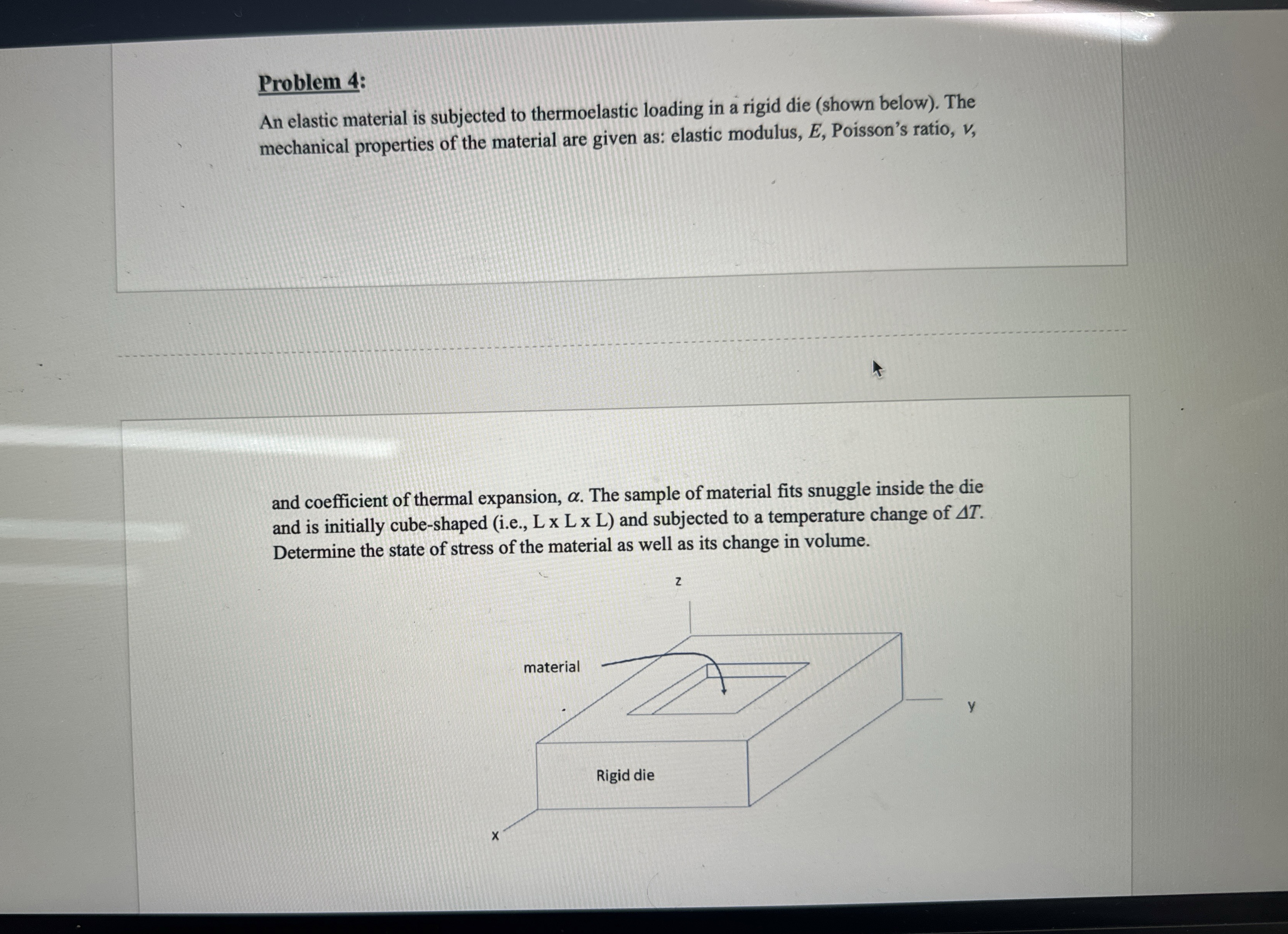 Problem 4 : An elastic material is subjected to