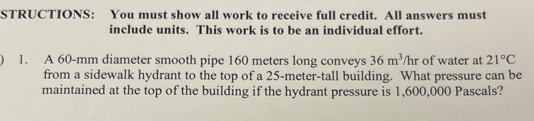 STRUCTIONS: You must show all work to receive