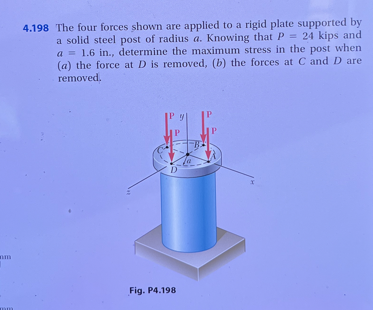4 . 1 9 8 The four forces shown are applied to a
