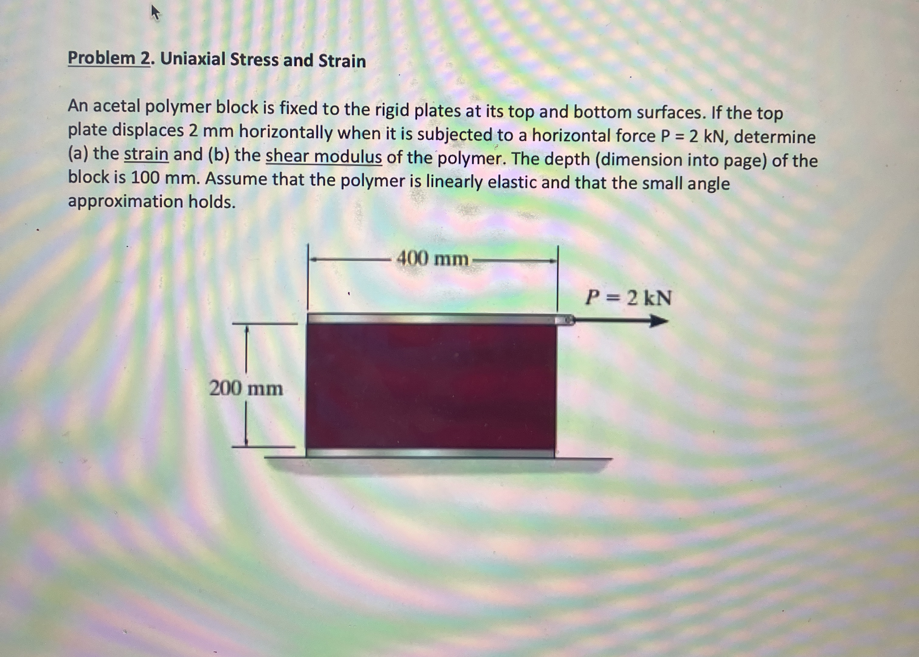 Problem 2 . Uniaxial Stress and Strain An acetal