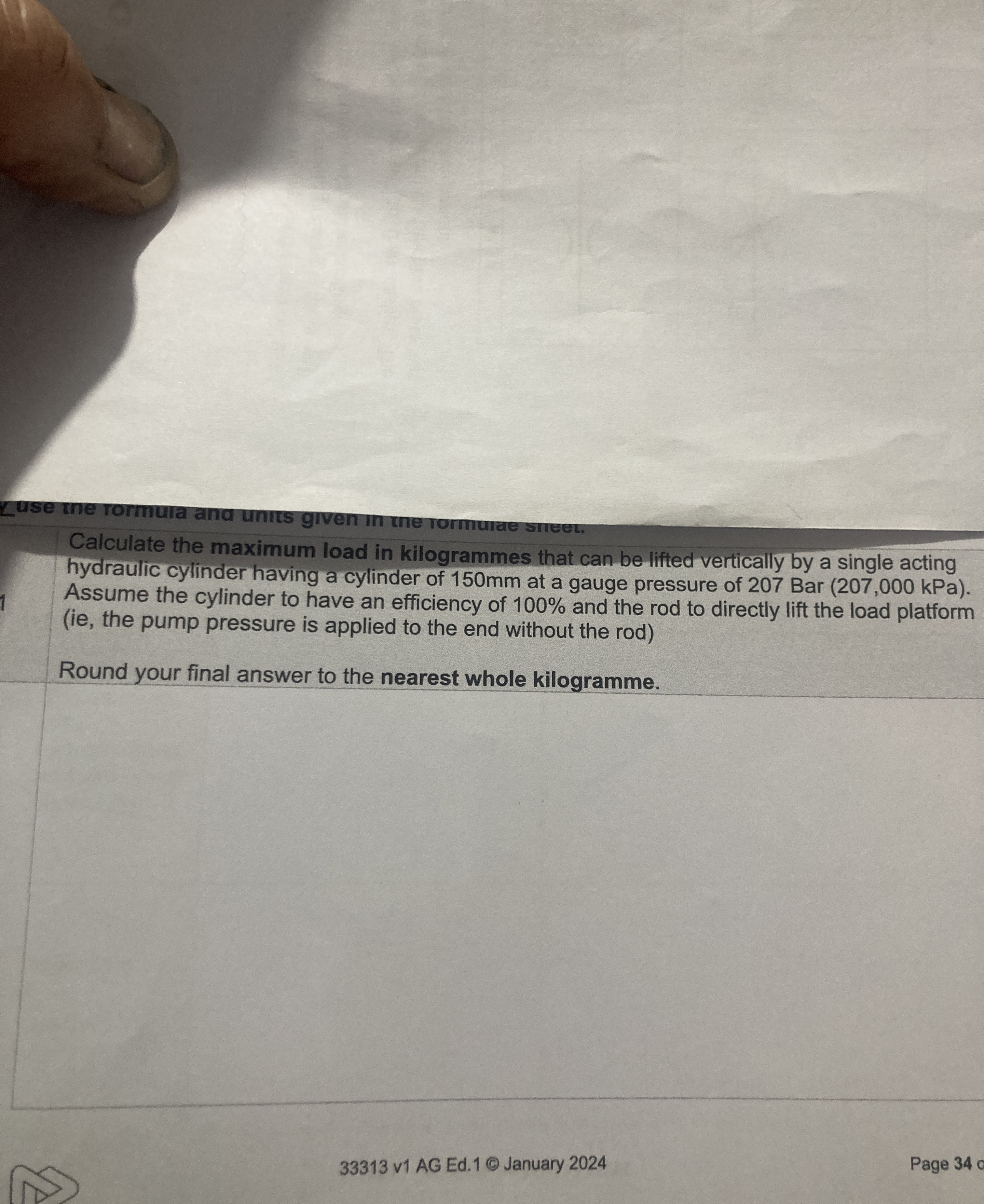 Cuse the rormula and units given in the romurae