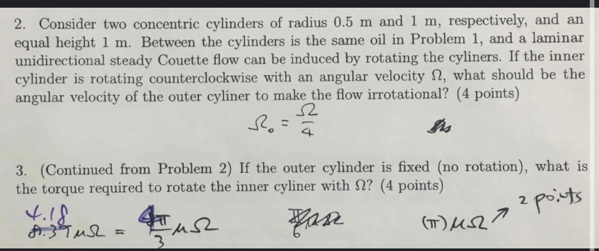 Consider two concentric cylinders of radius 0 . 5