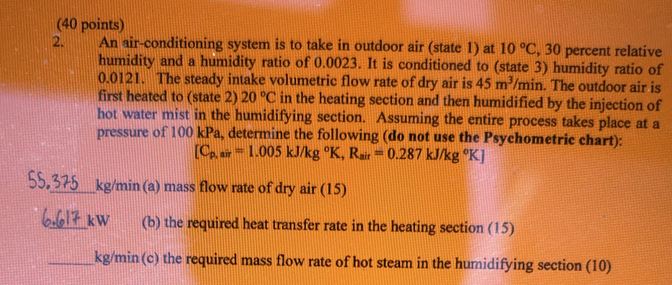 ( 4 0 points ) 2 . An air - conditioning system