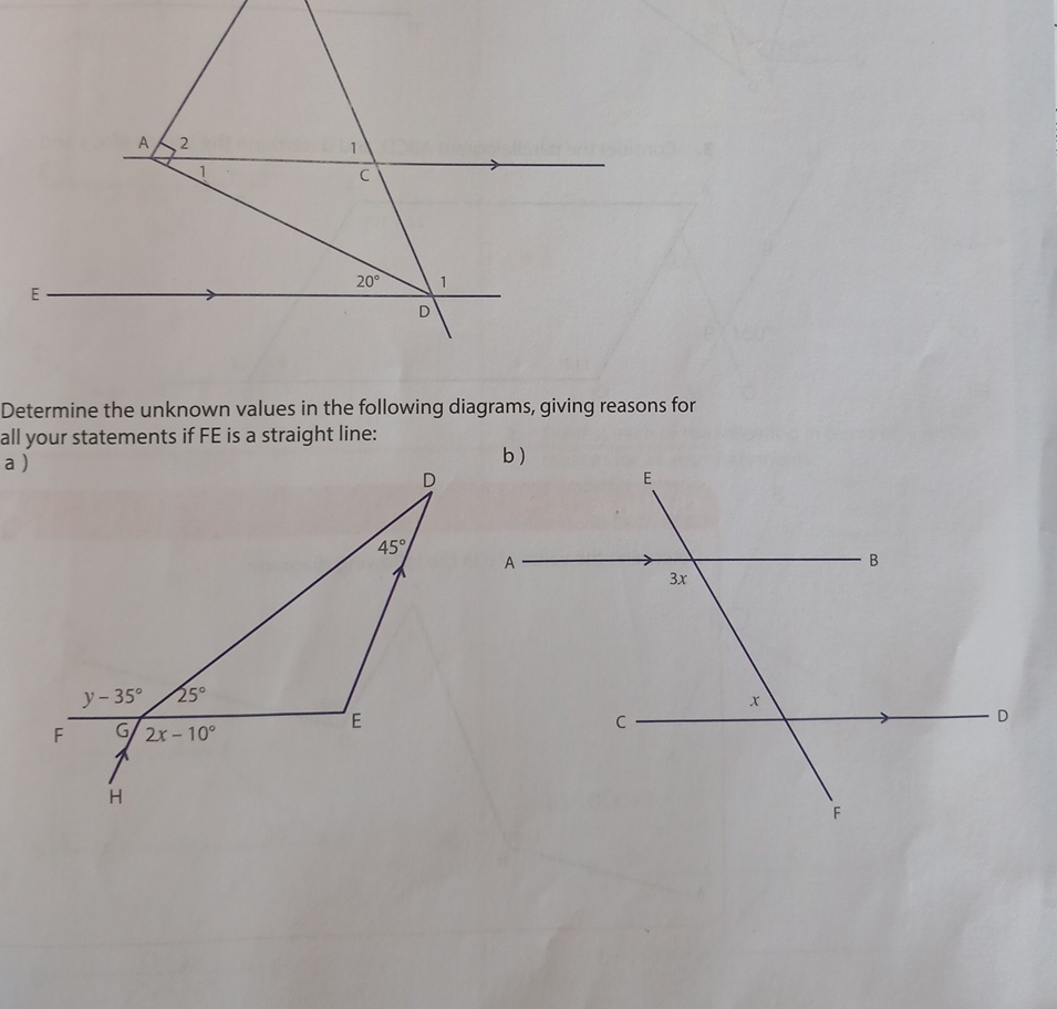 Determine the unknown values in the following