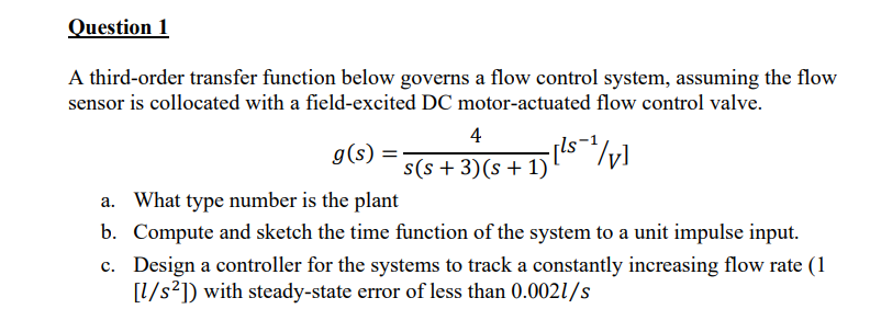 Question 1 A third - order transfer function