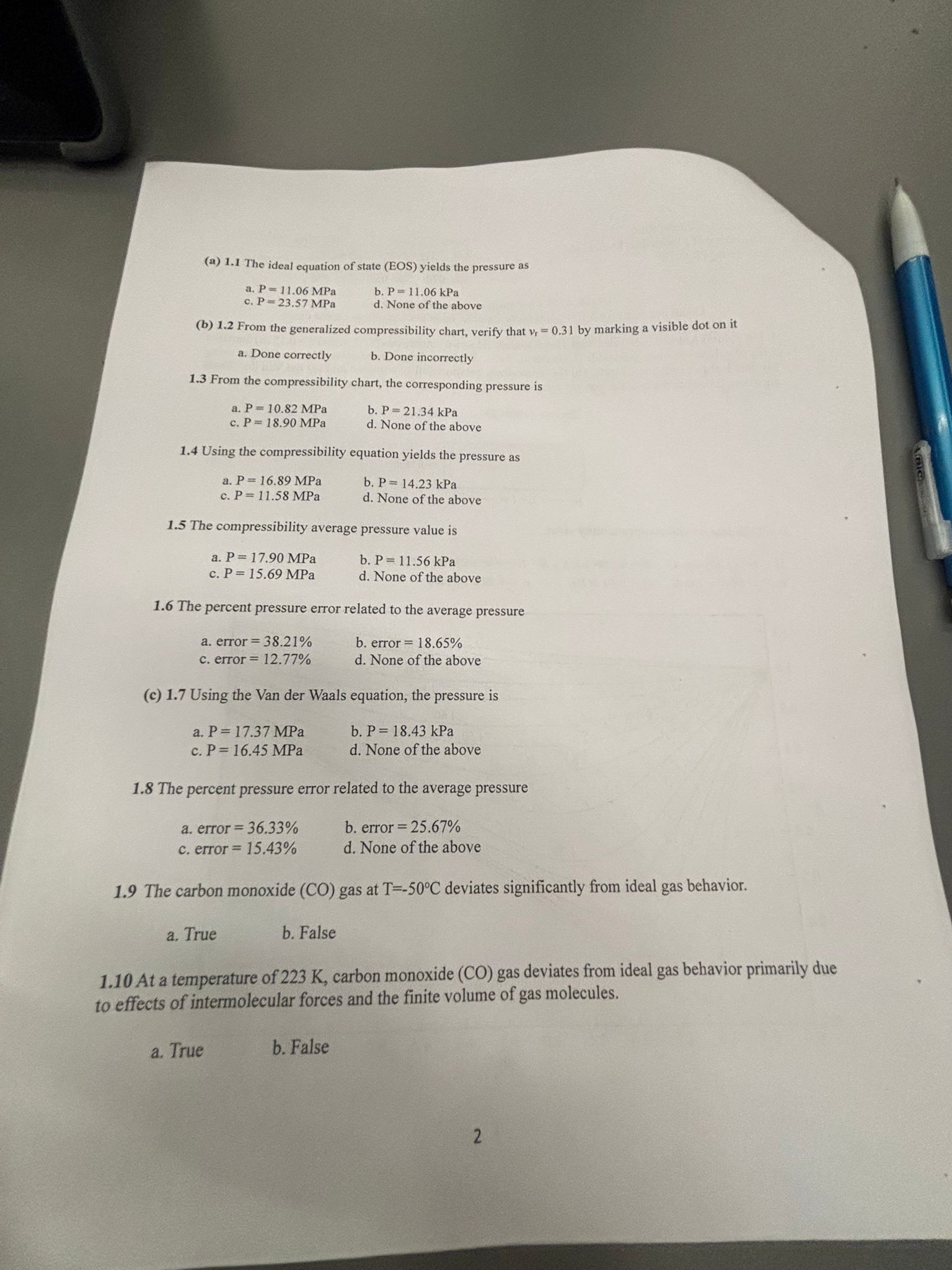 ( a ) 1 . 1 The ideal equation of state ( EOS )
