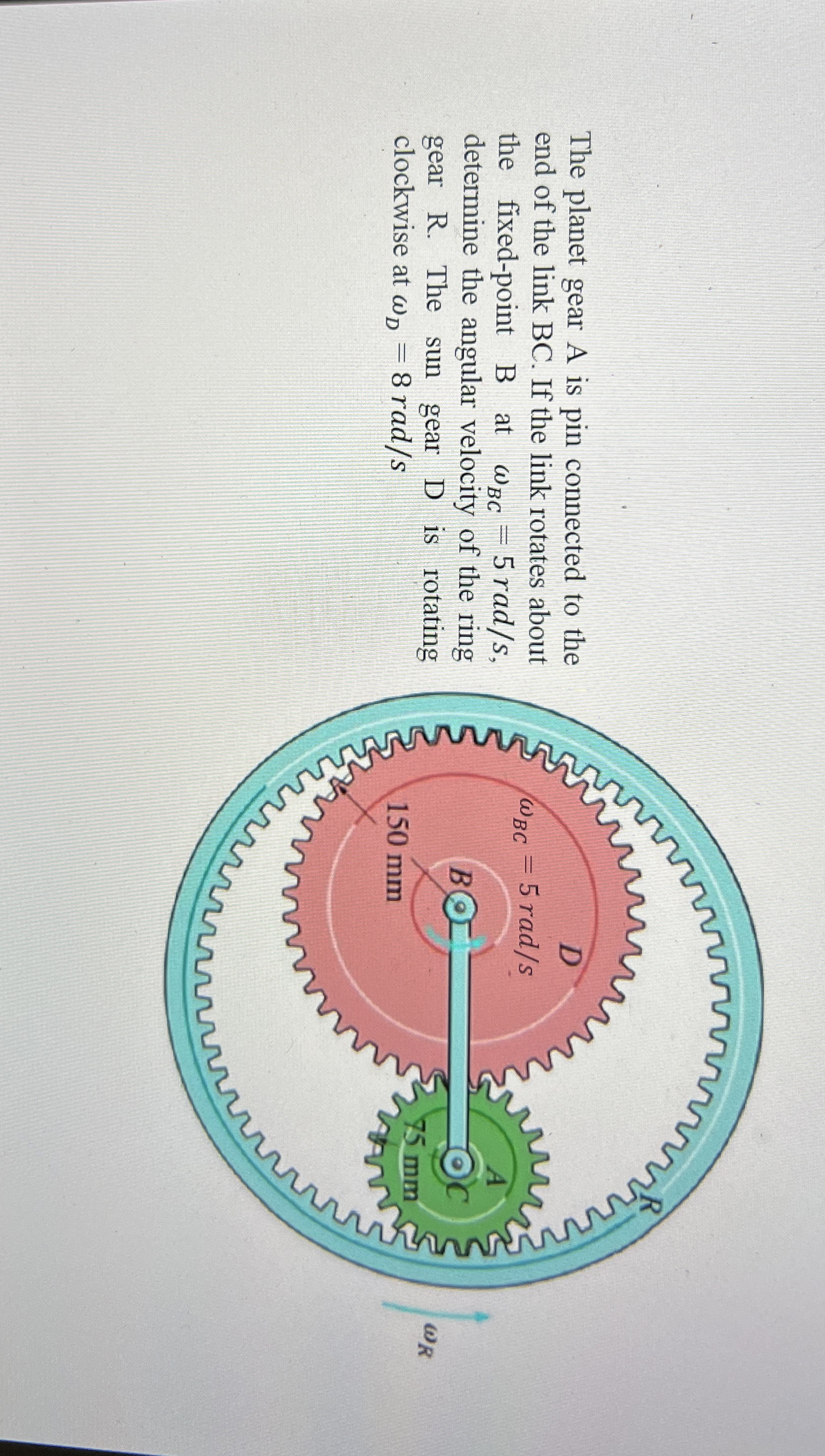 The planet gear A is pin connected to the end of