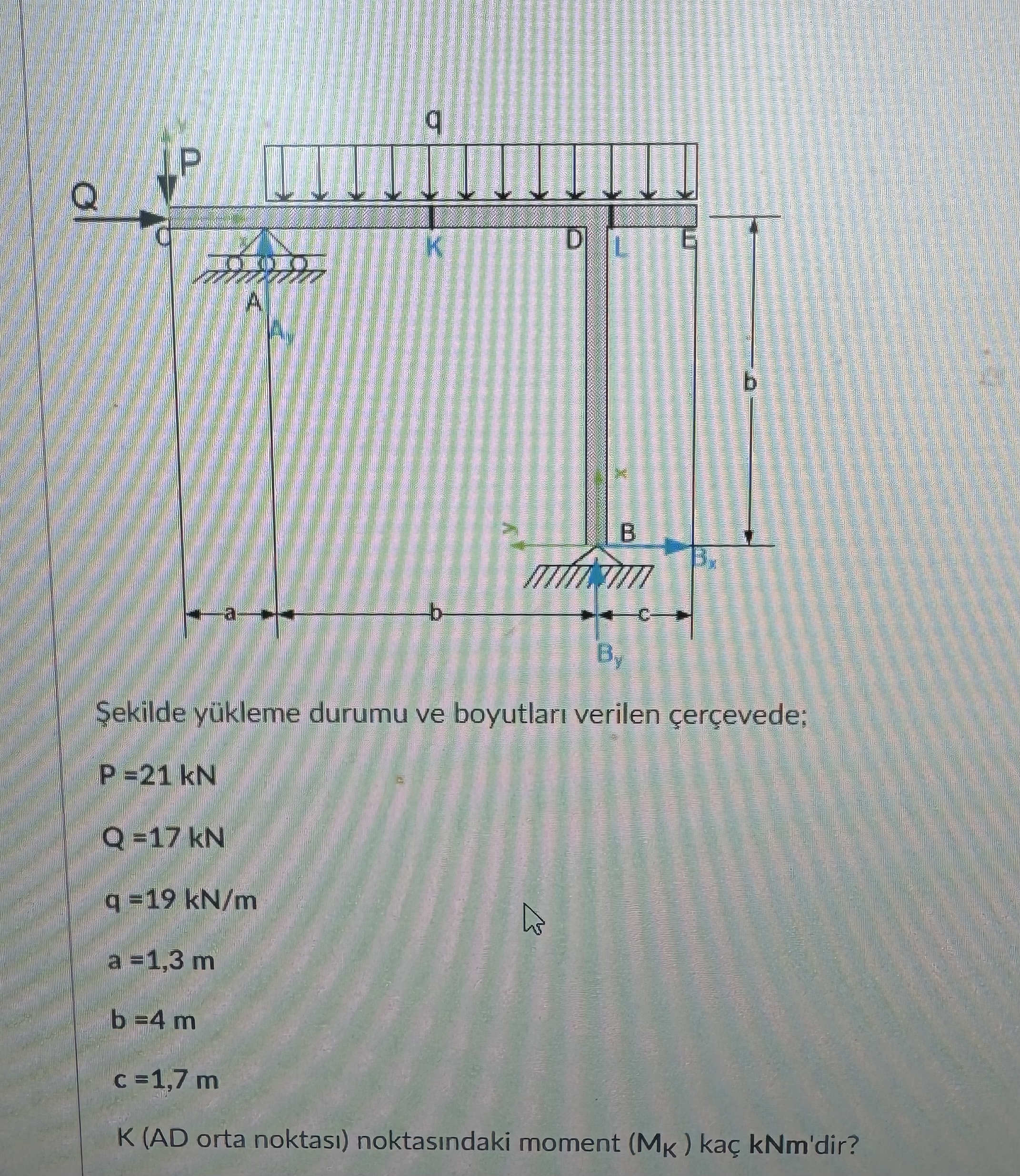 Sekilde yukleme durumu ve boyutlari verilen