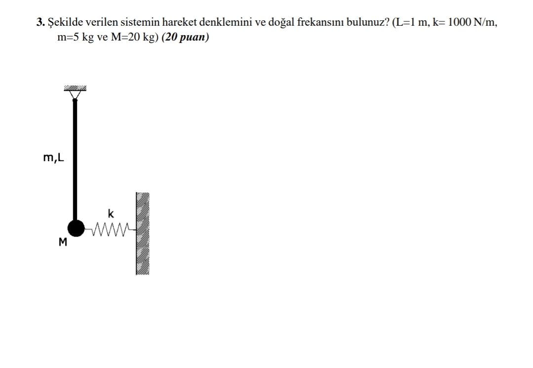 ekilde verilen sistemin hareket denklemini ve do