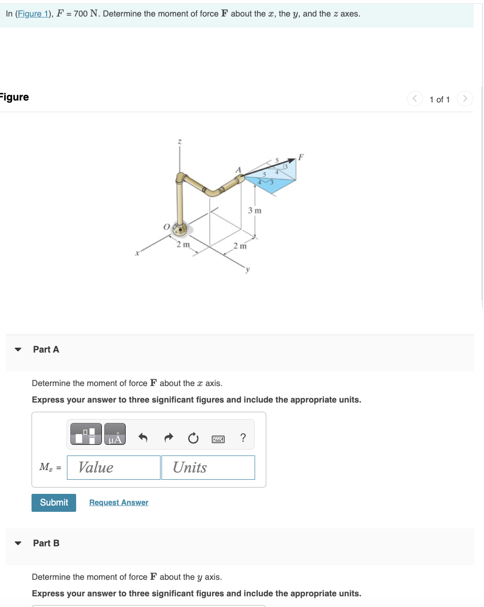 = igure Part A Determine the moment of force \ (