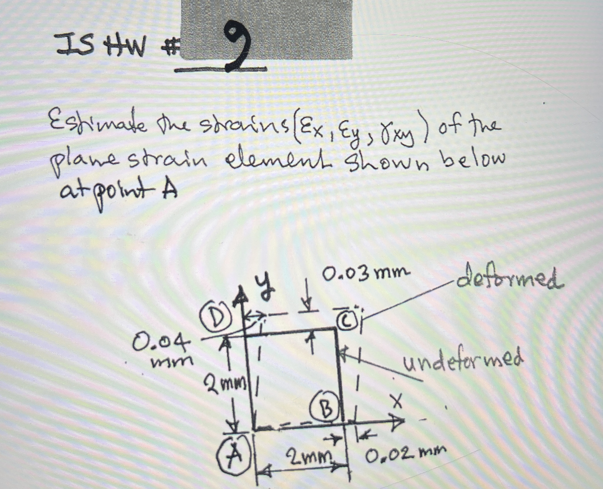 IS HW Eshimate the strains ( x , y , x y ) of the
