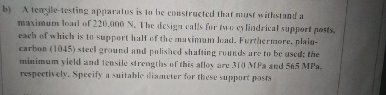 b ) A tensile - testing apparatus is to be