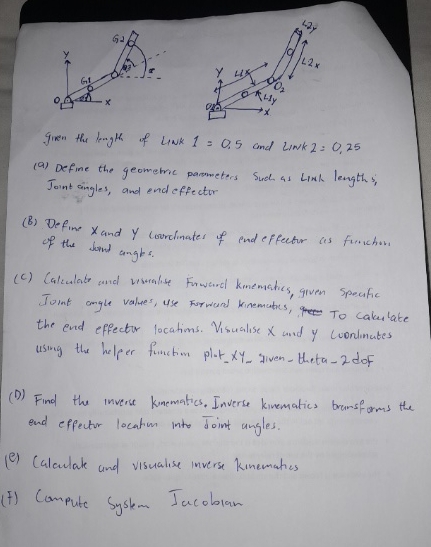 Ginen the length of link 1 = 0 , 5 and link 2 = 0