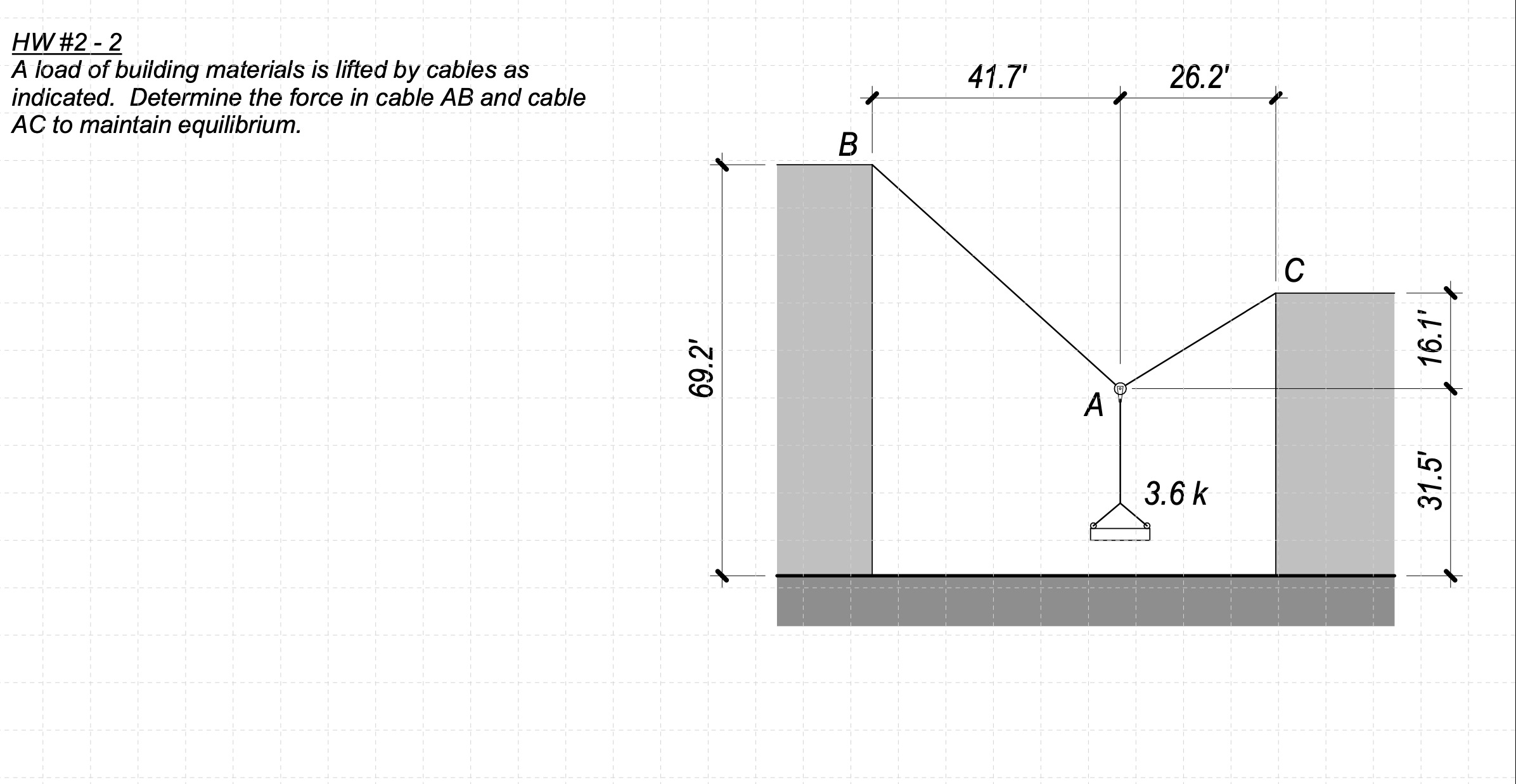 A load of building materials is lifted by cables