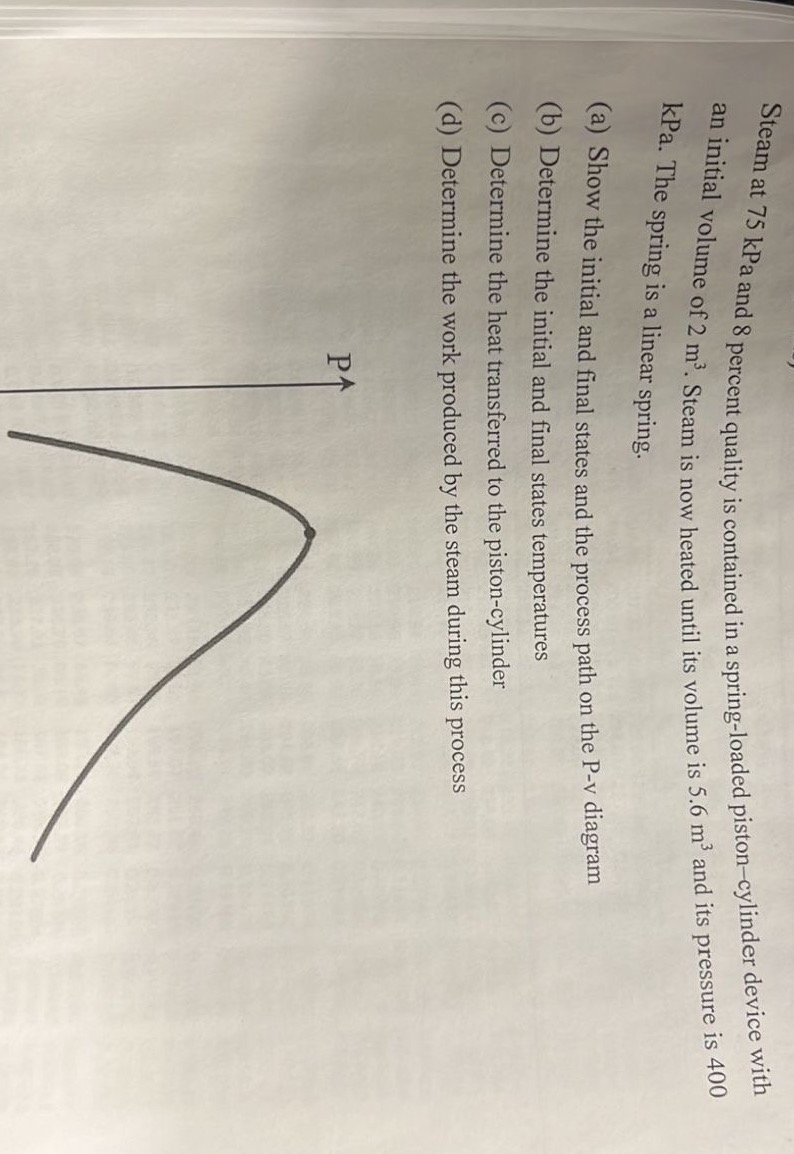 Steam at 7 5 kPa and 8 percent quality is