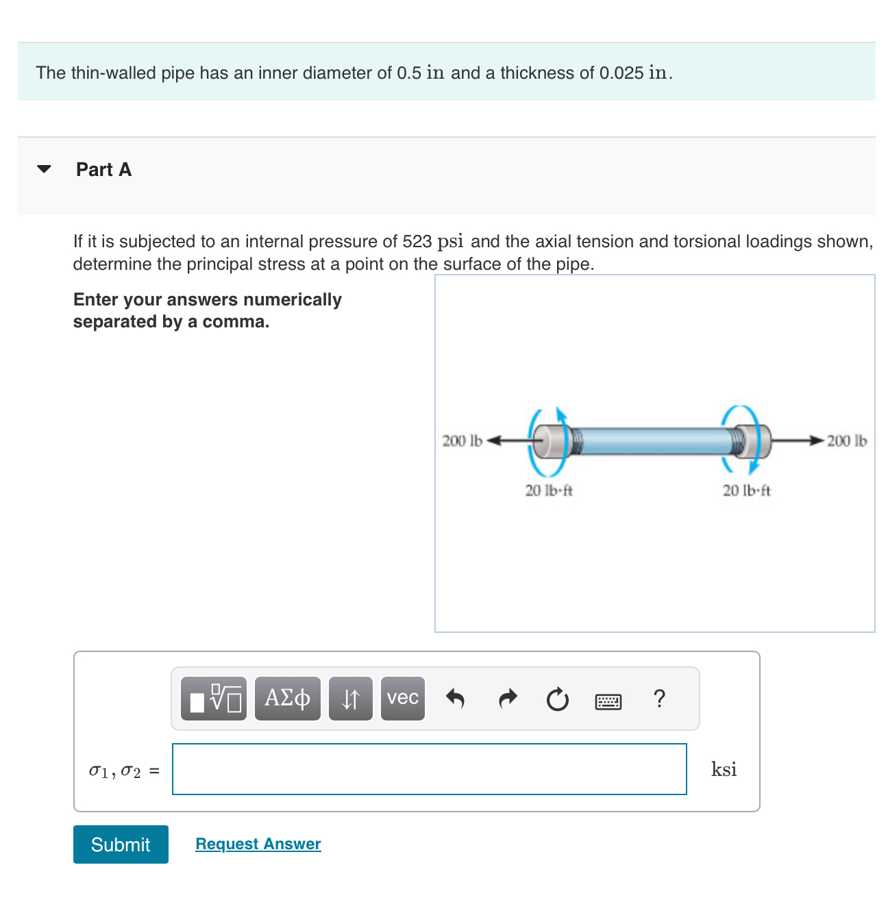 The thin - walled pipe has an inner diameter of 0