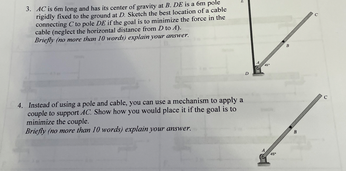 A C is 6 m long and has its center of gravity at