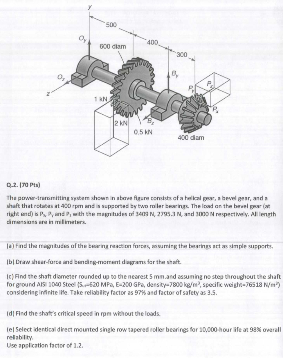 Q . 2 . The power - transmitting system shown in