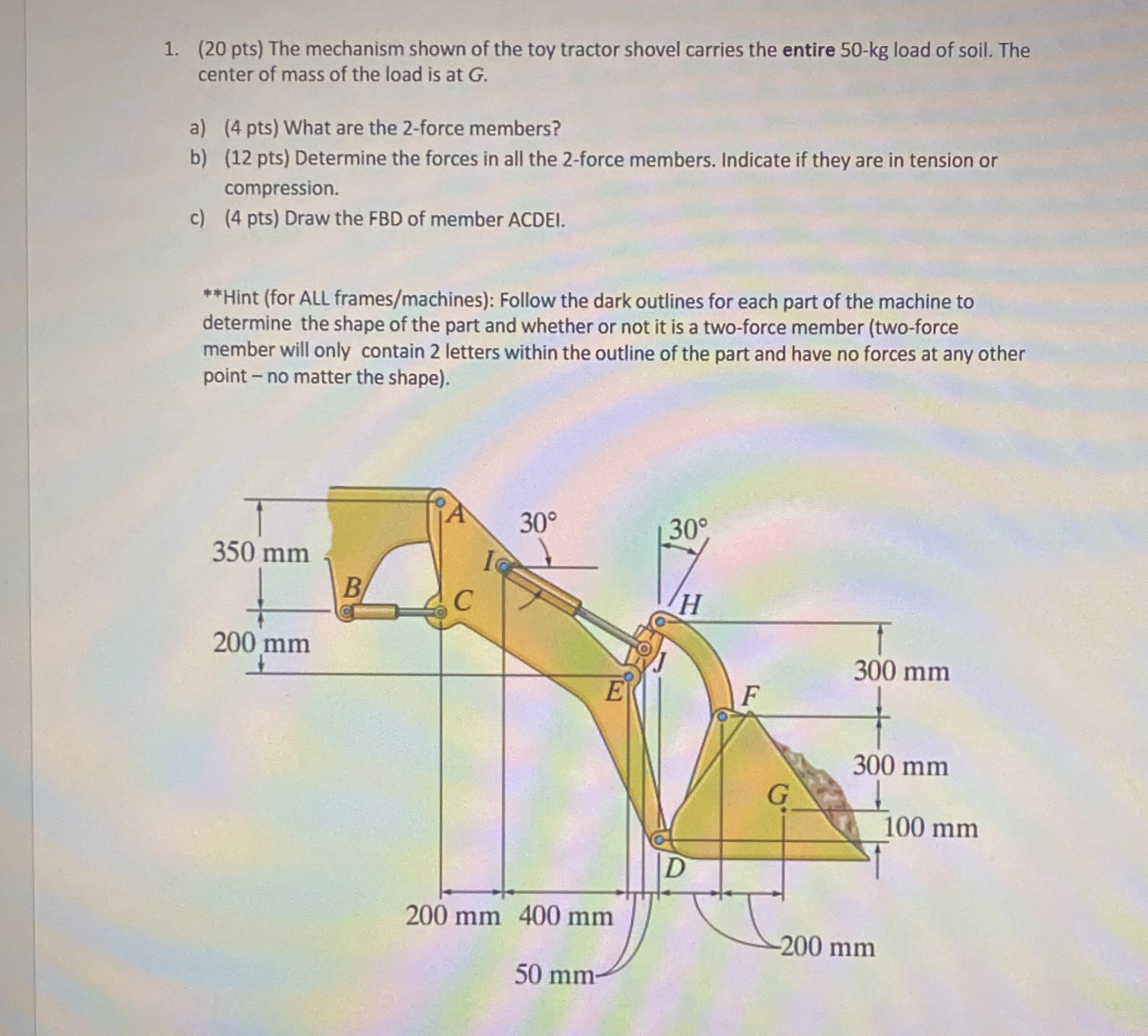 ( 2 0 pts ) The mechanism shown of the toy