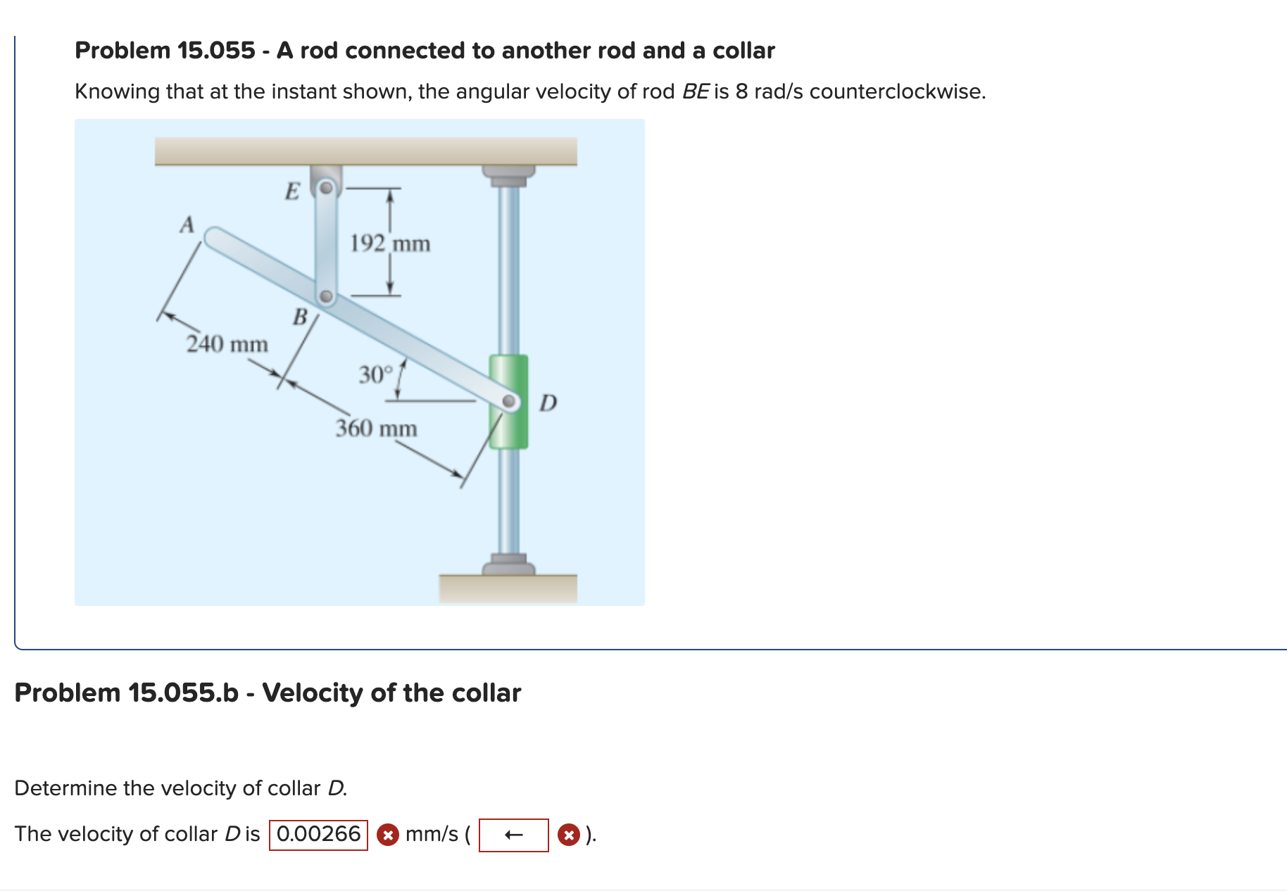 Problem 1 5 . 0 5 5 - A rod connected to another