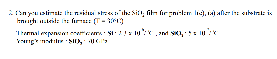 Can you estimate the residual stress of the S i O