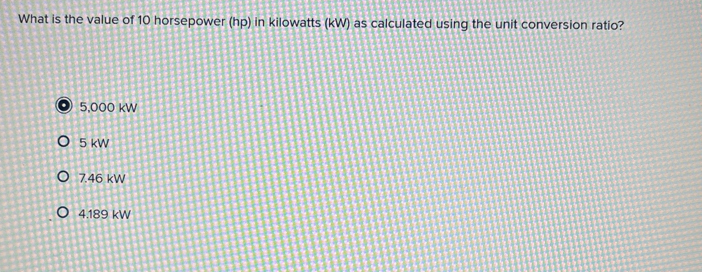 What is the value of 1 0 horsepower ( h p ) in