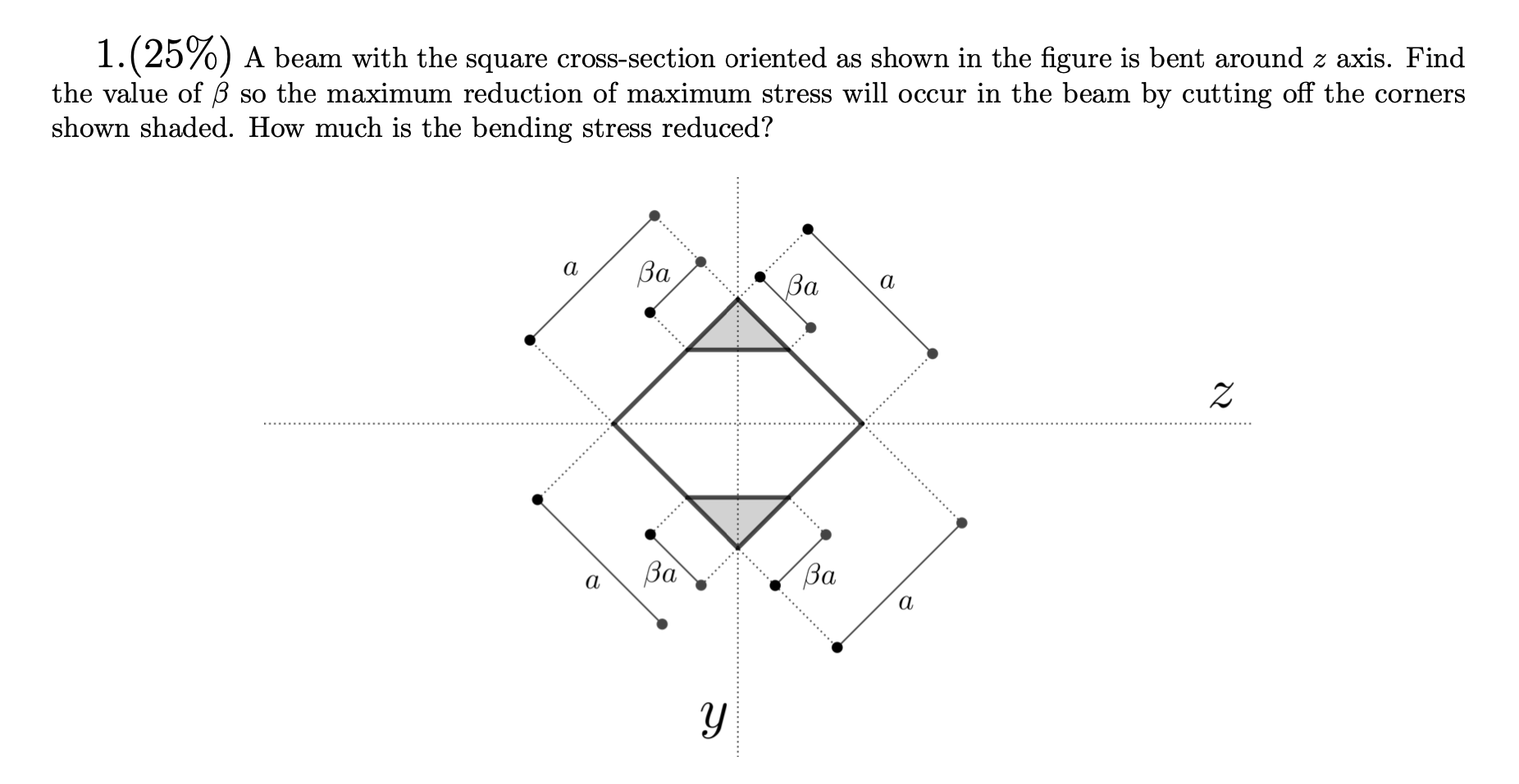 ( 2 5 % ) A beam with the square cross - section
