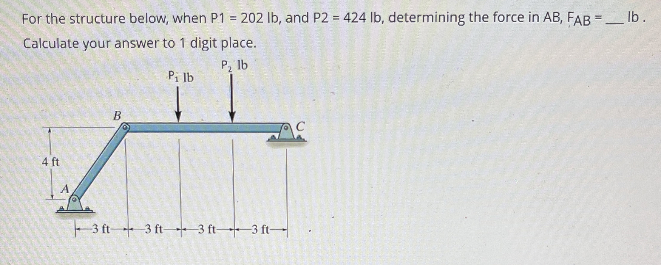 For the structure below, when P 1 = 2 0 2 l b ,