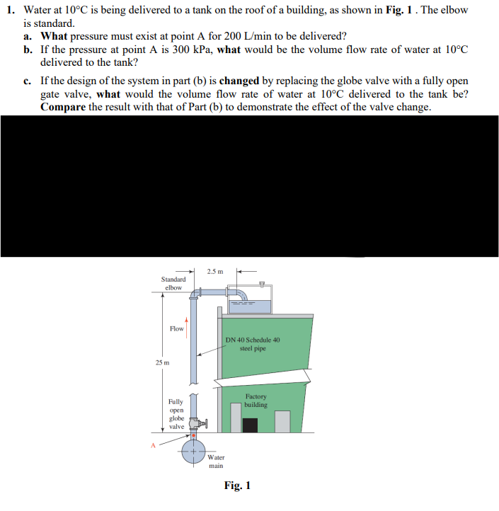 Water at 1 0 C is being delivered to a tank on