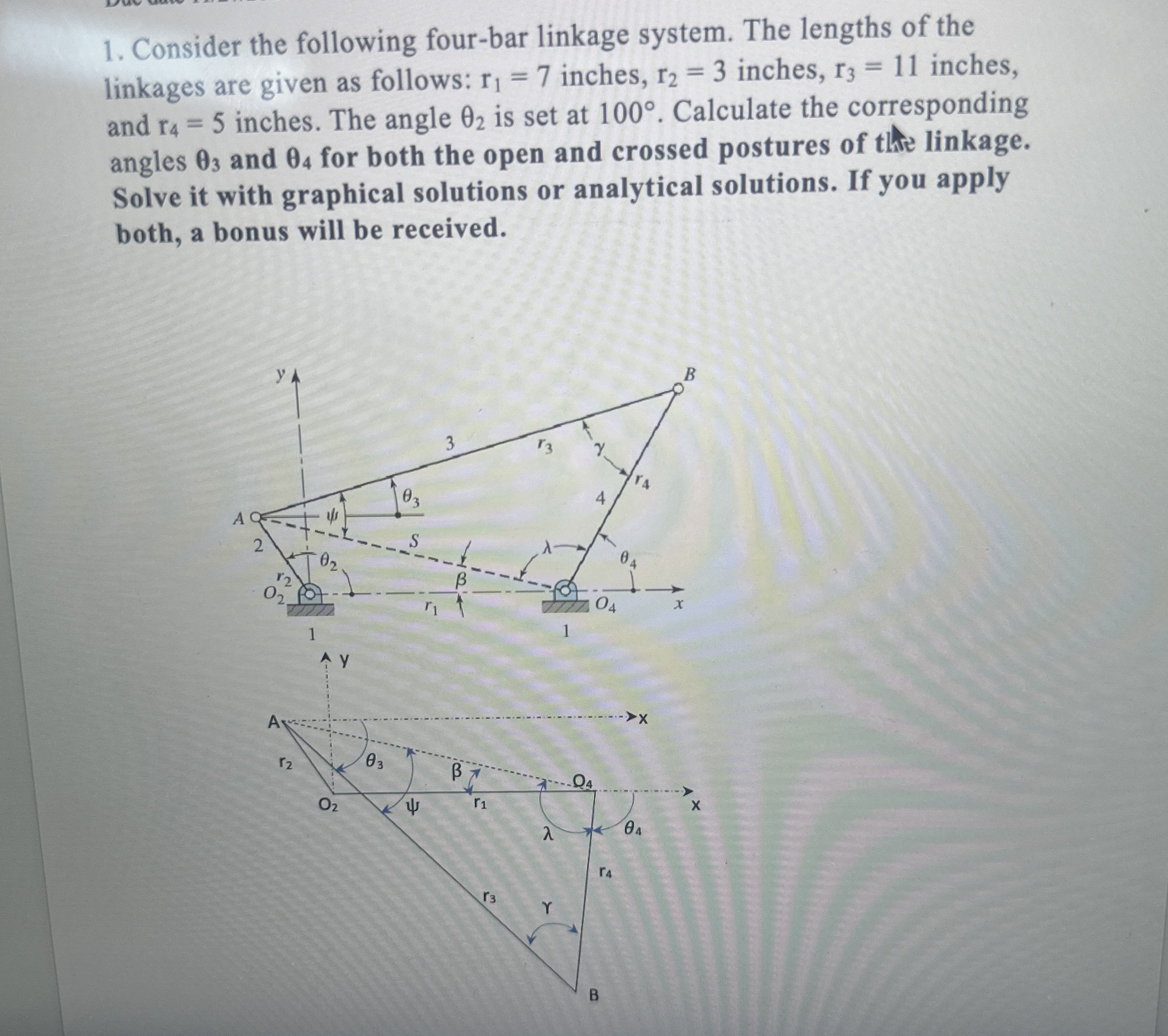 Consider the following four - bar linkage system.