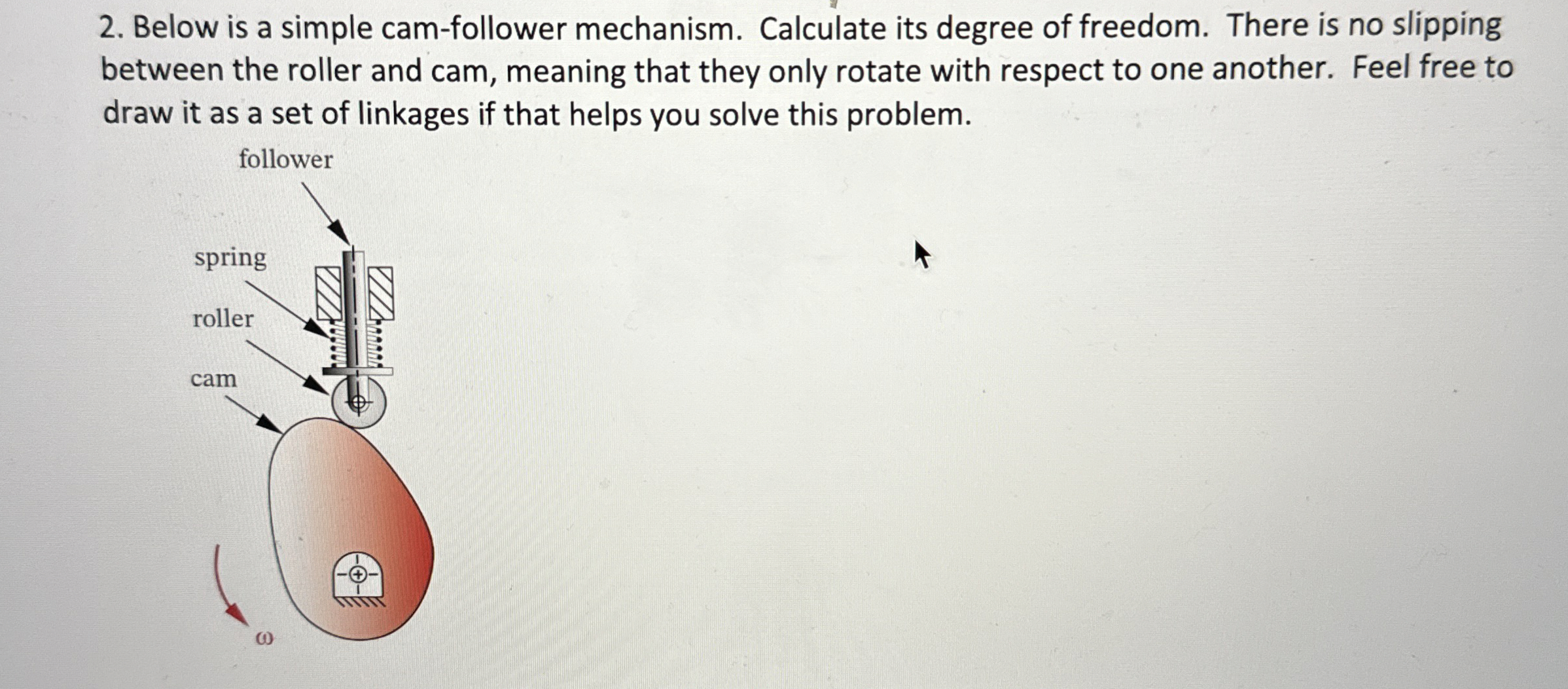 Below is a simple cam - follower mechanism.
