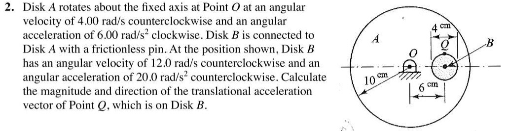 Disk A rotates about the fixed axis at Point O at