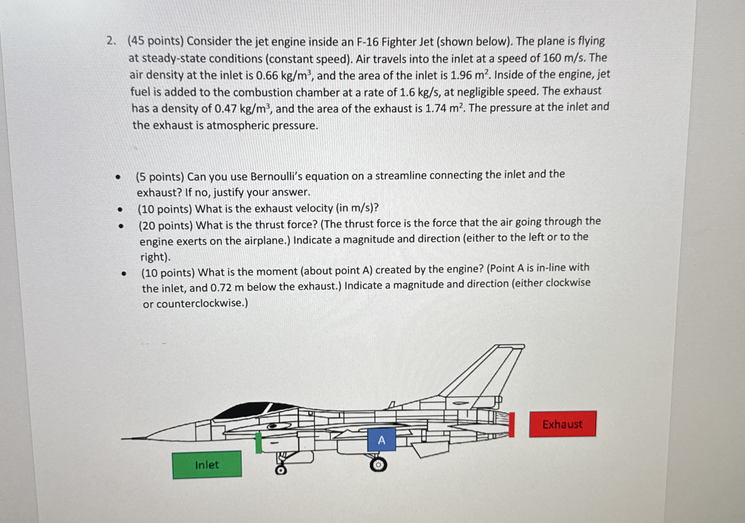( 4 5 points ) Consider the jet engine inside an