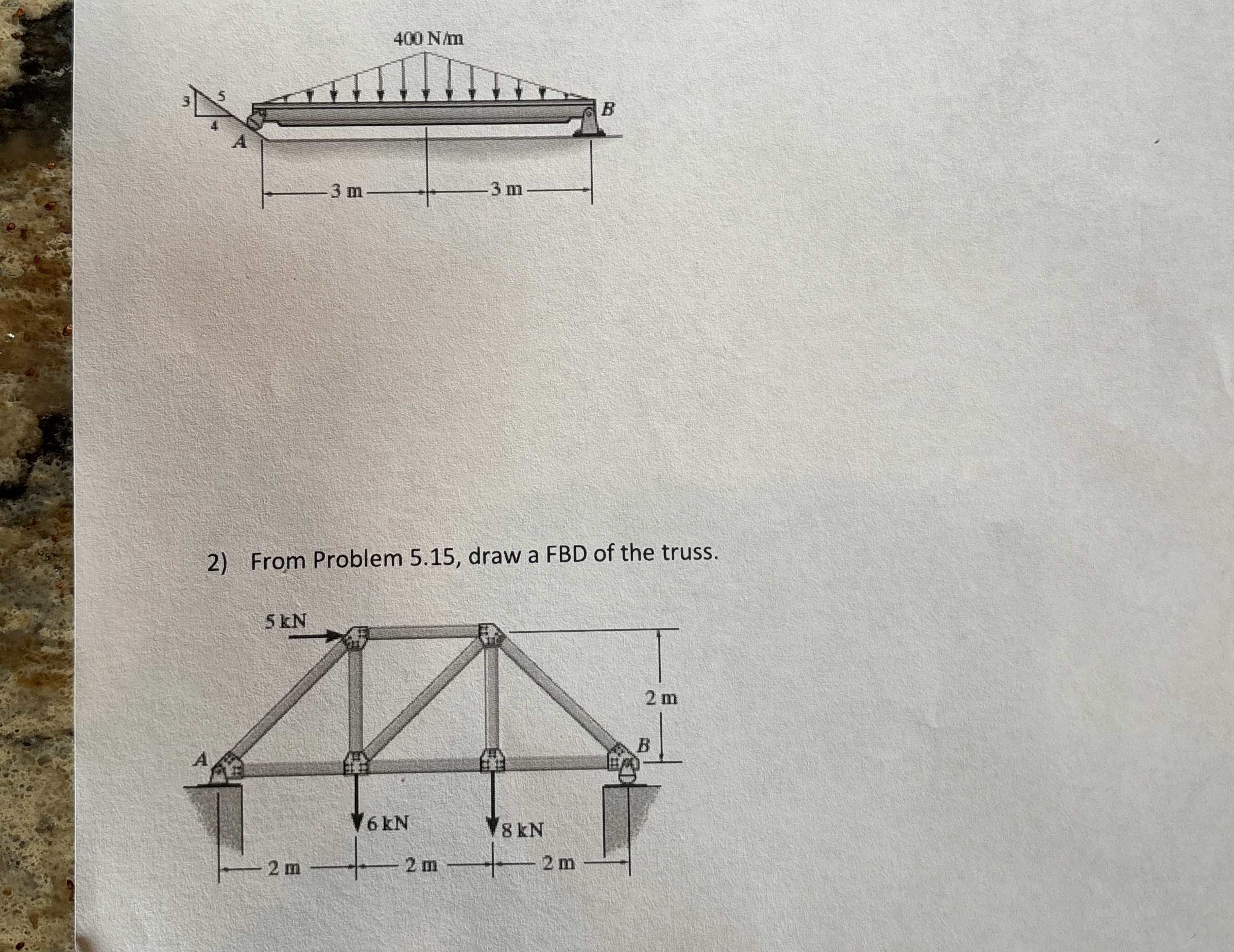 Draw a FBD of each drawing. You do not need to