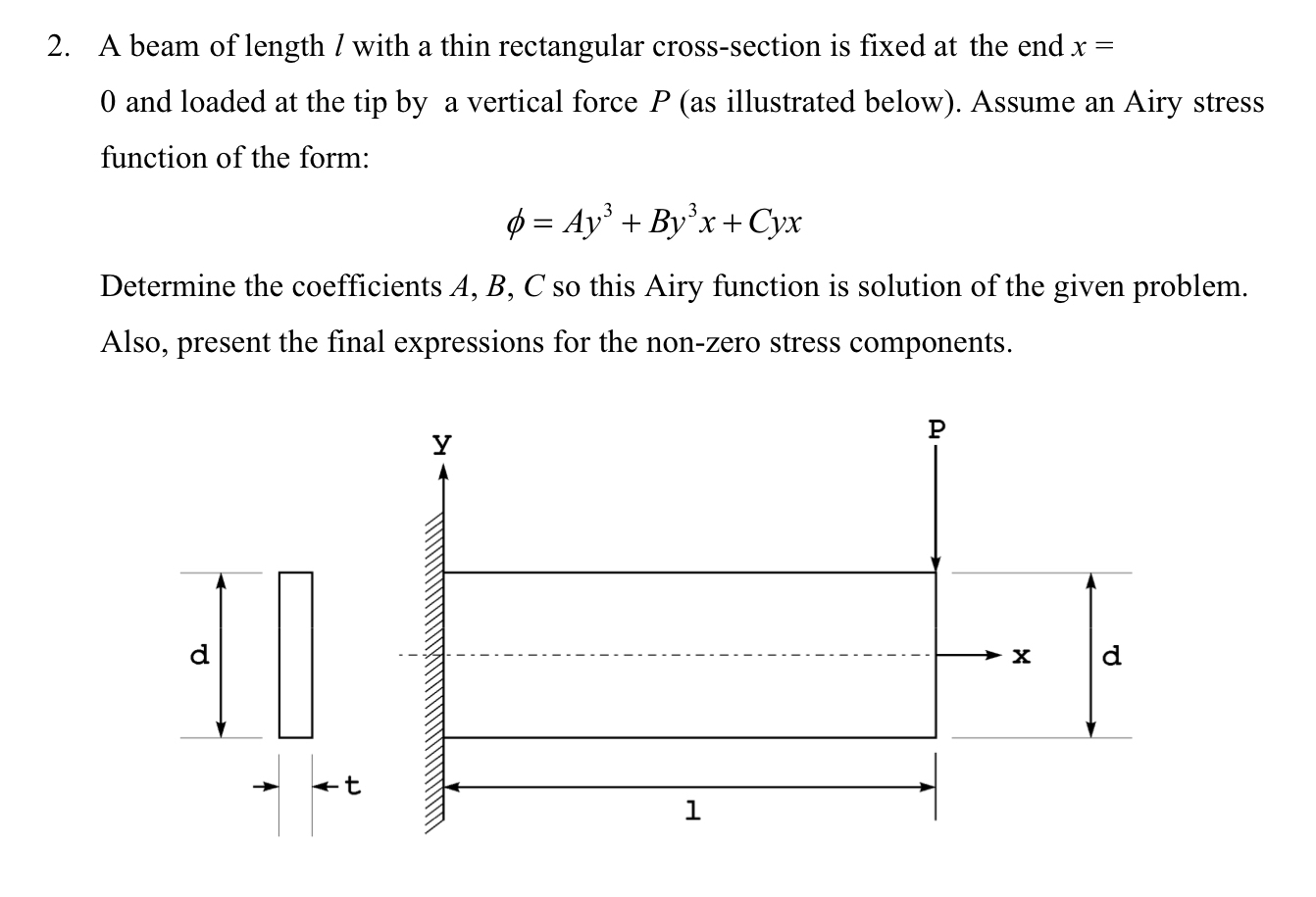 A beam of length l with a thin rectangular cross