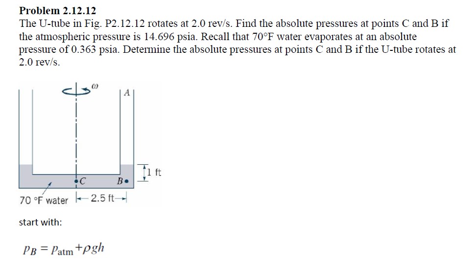 Problem 2 . 1 2 . 1 2 The U - tube in Fig. P 2 .
