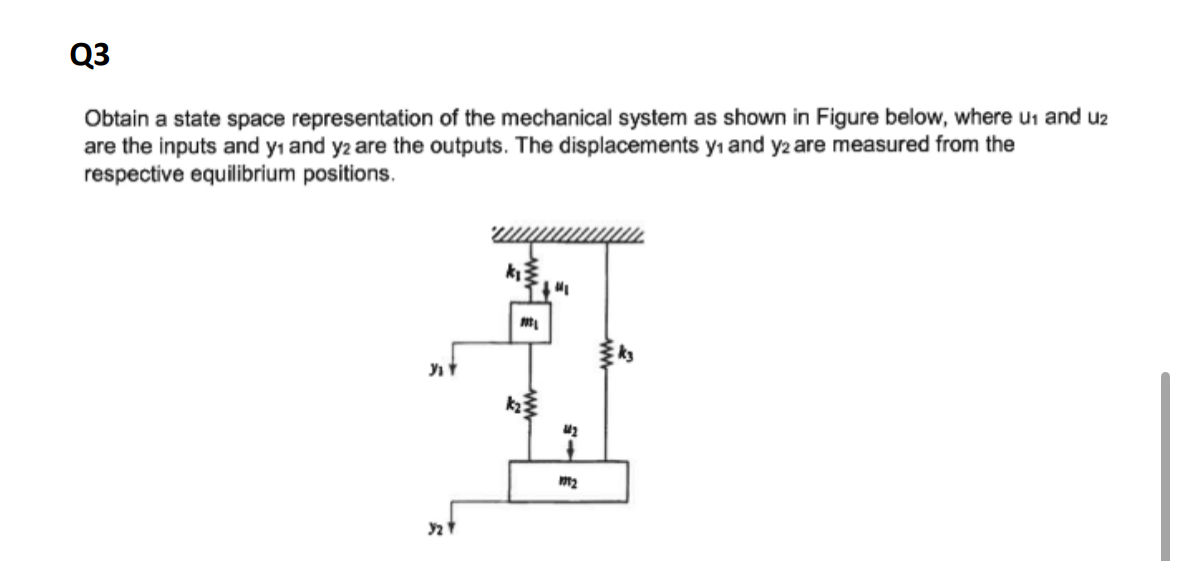 Q 3 Obtain a state space representation of the