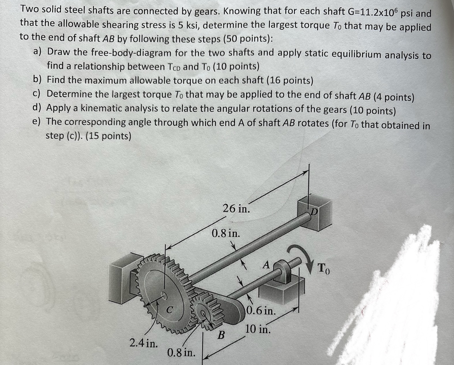 PLEASE SOVE IT ON PAPER Two solid steel shafts