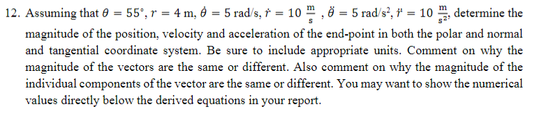 Dynamics ENGR 2 1 2 0 Assuming that = 5 5 , r = 4