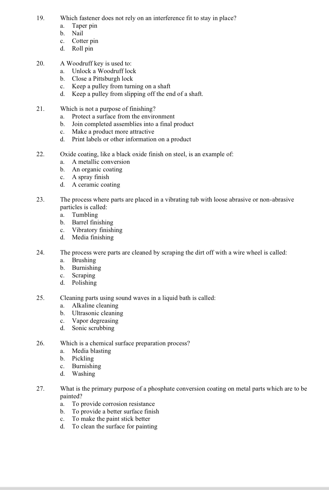 Which fastener does not rely on an interference