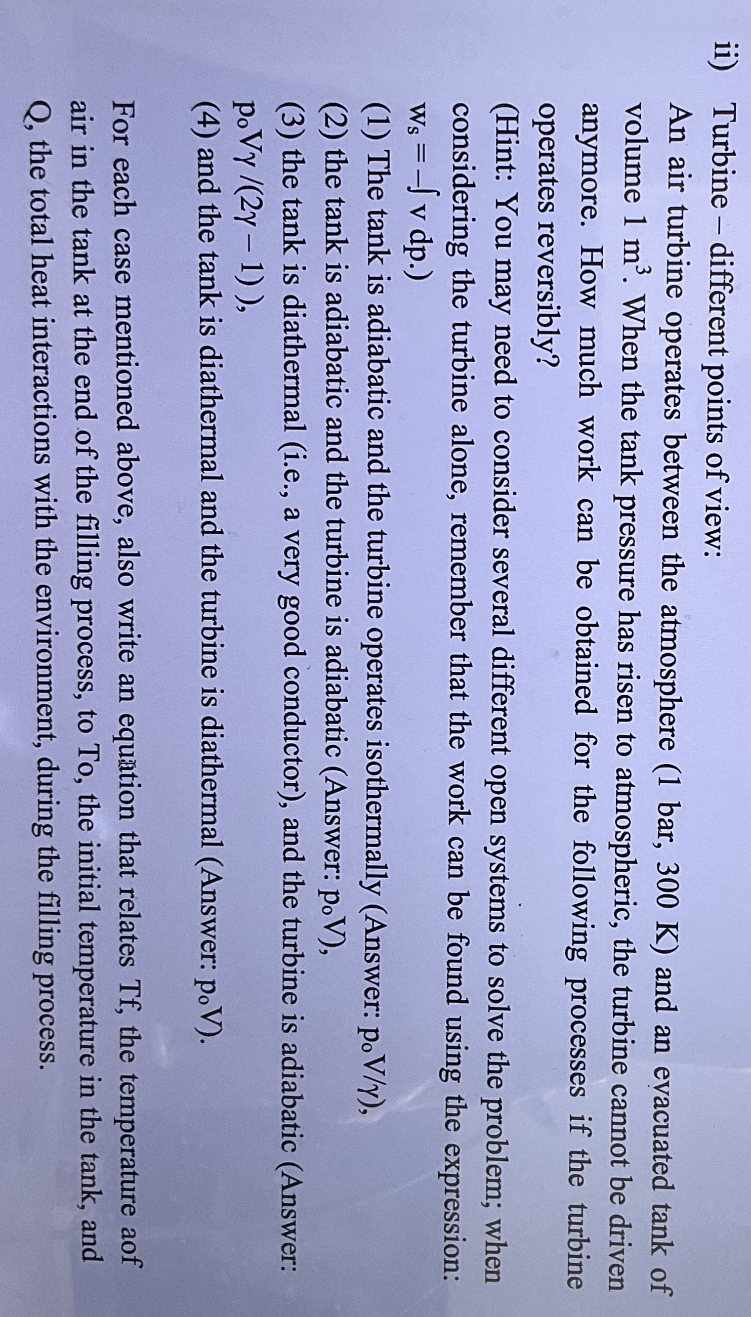ii ) Turbine - different points of view: An air