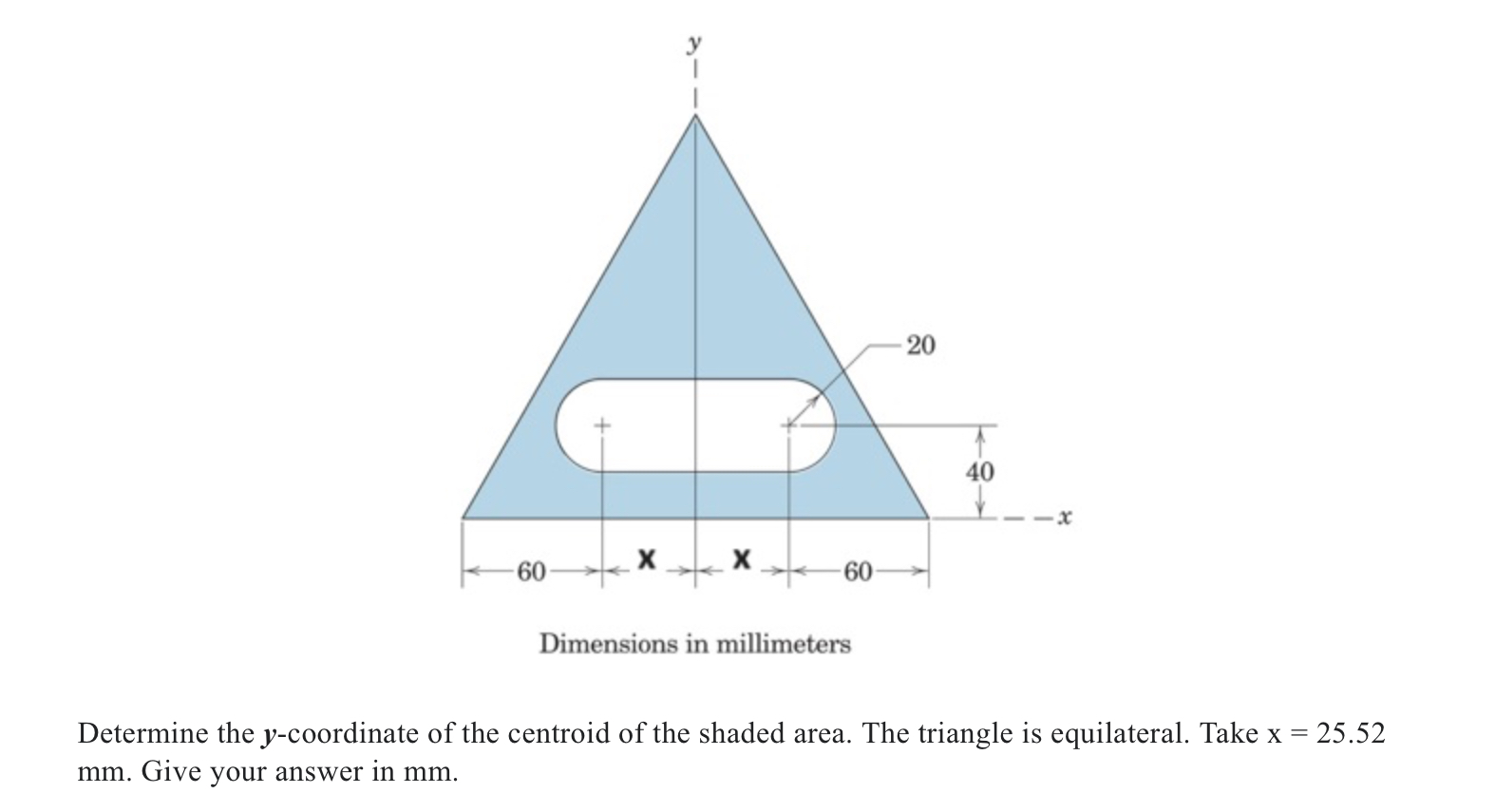 Determine the y - coordinate of the centroid of